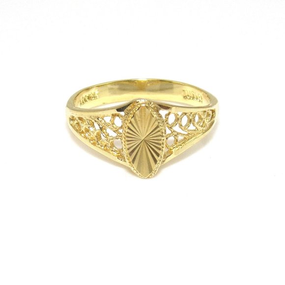 18K Yellow Gold Diamond Cut Filigree Ring Size 5.25 - Picture 1 of 7
